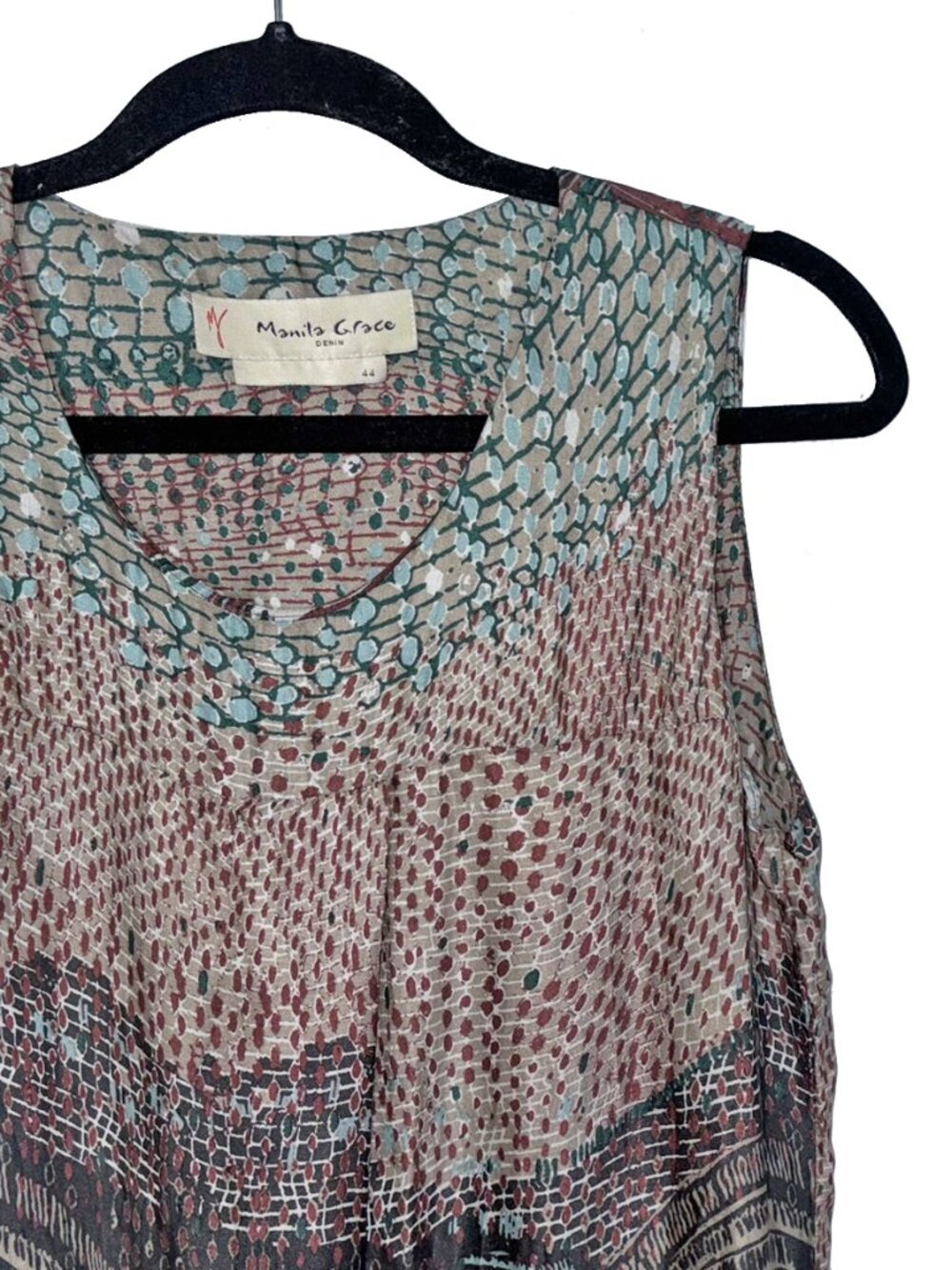 Manila Grace Italian Silk Blend Abstract Print Sleeveless Dress - Size 8-10